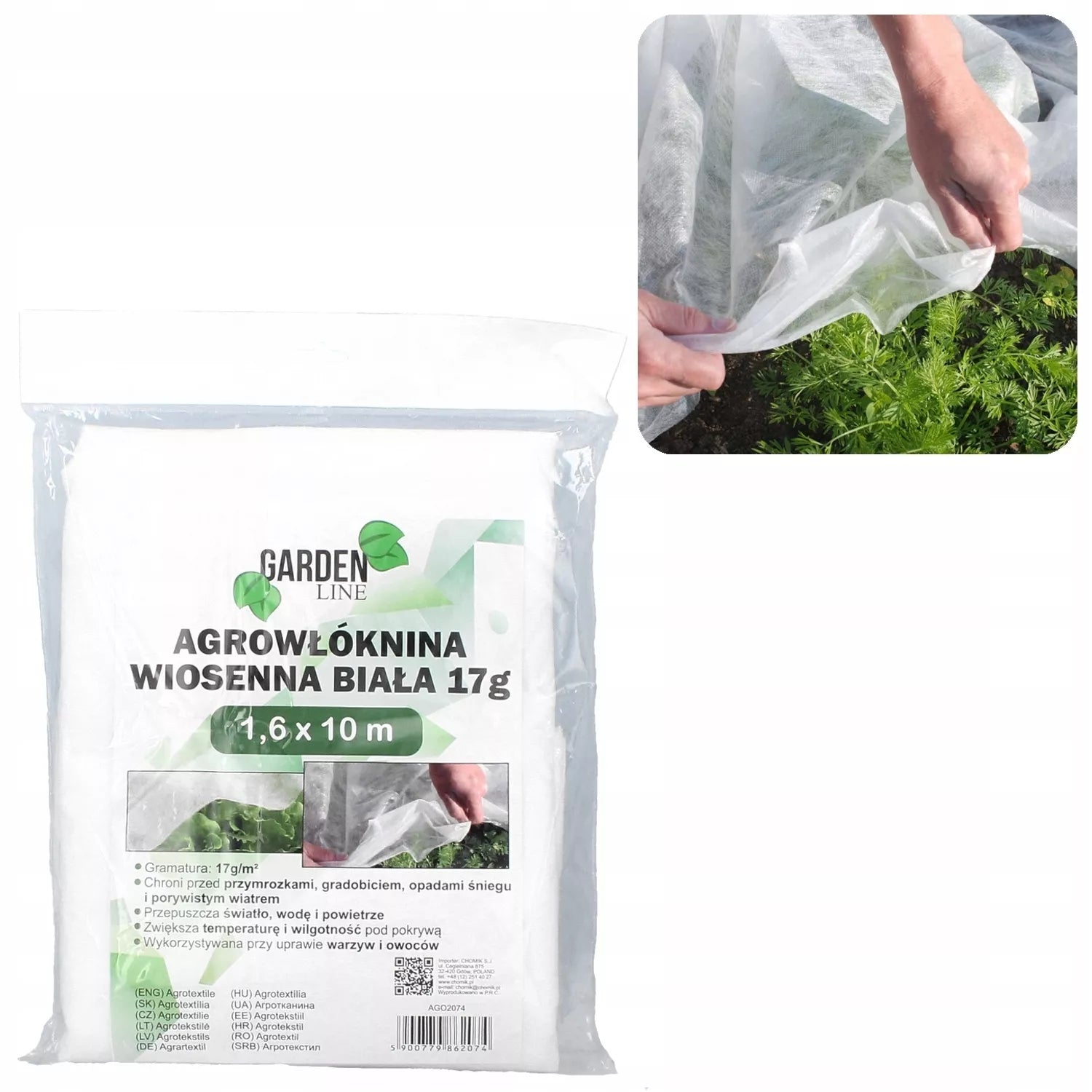 Agroplėvelė 1,6 x 10 m pavasarinė balta 17 g/m²