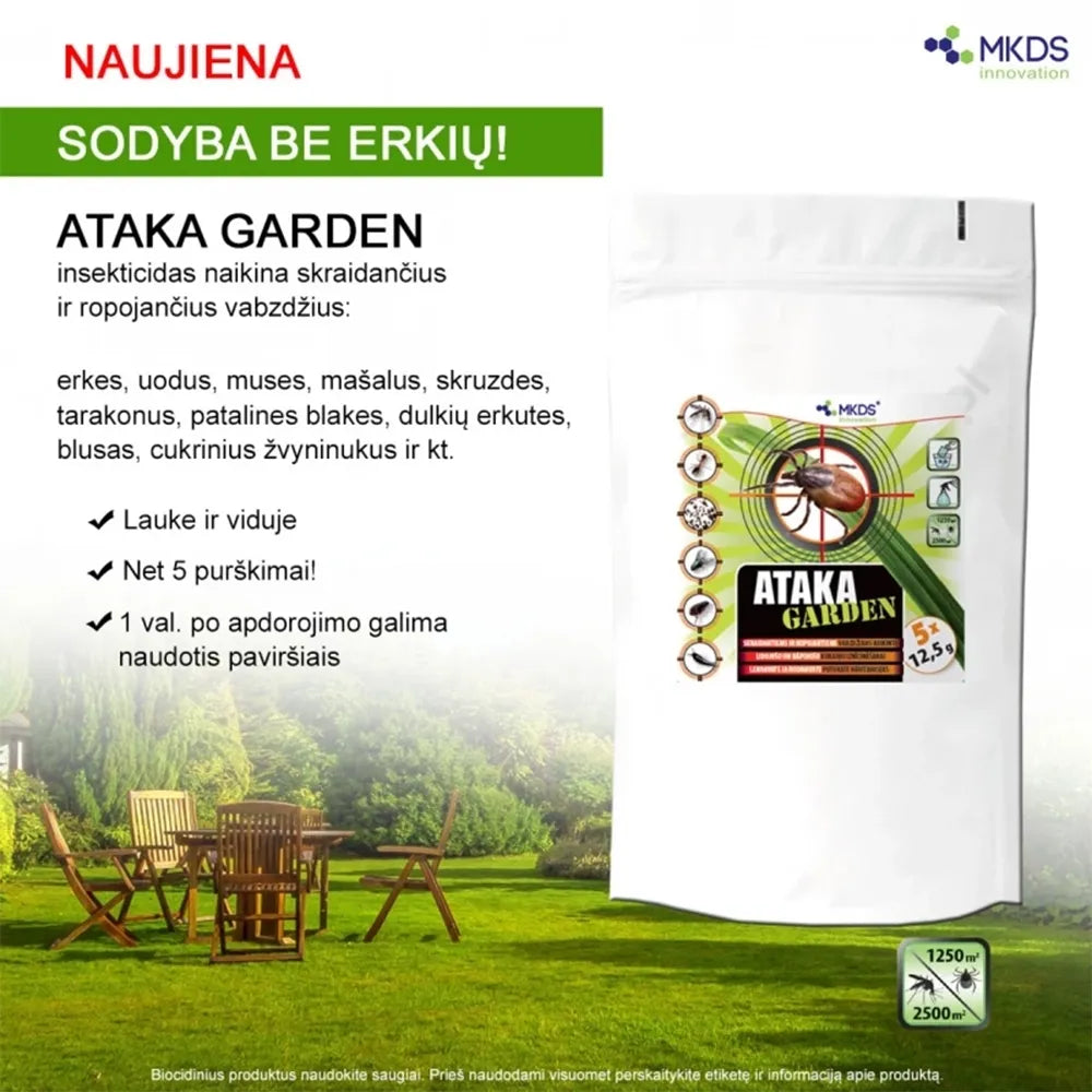 Ataka GARDEN insekticidas erkėms, uodams naikinti