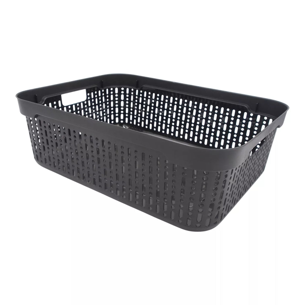 Plastikinė dėžutė su dangčiu, 30×20×9 cm JUODA