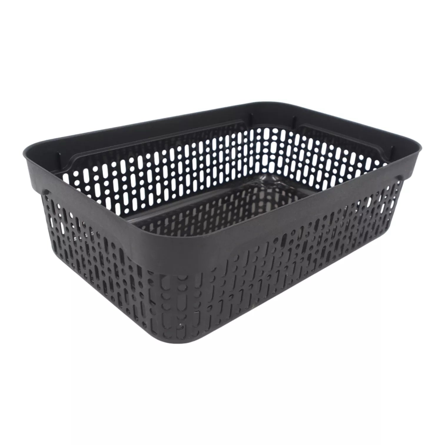 Plastikinė dėžutė su skylutėmis, 40 × 30 × 13 cm JUODA
