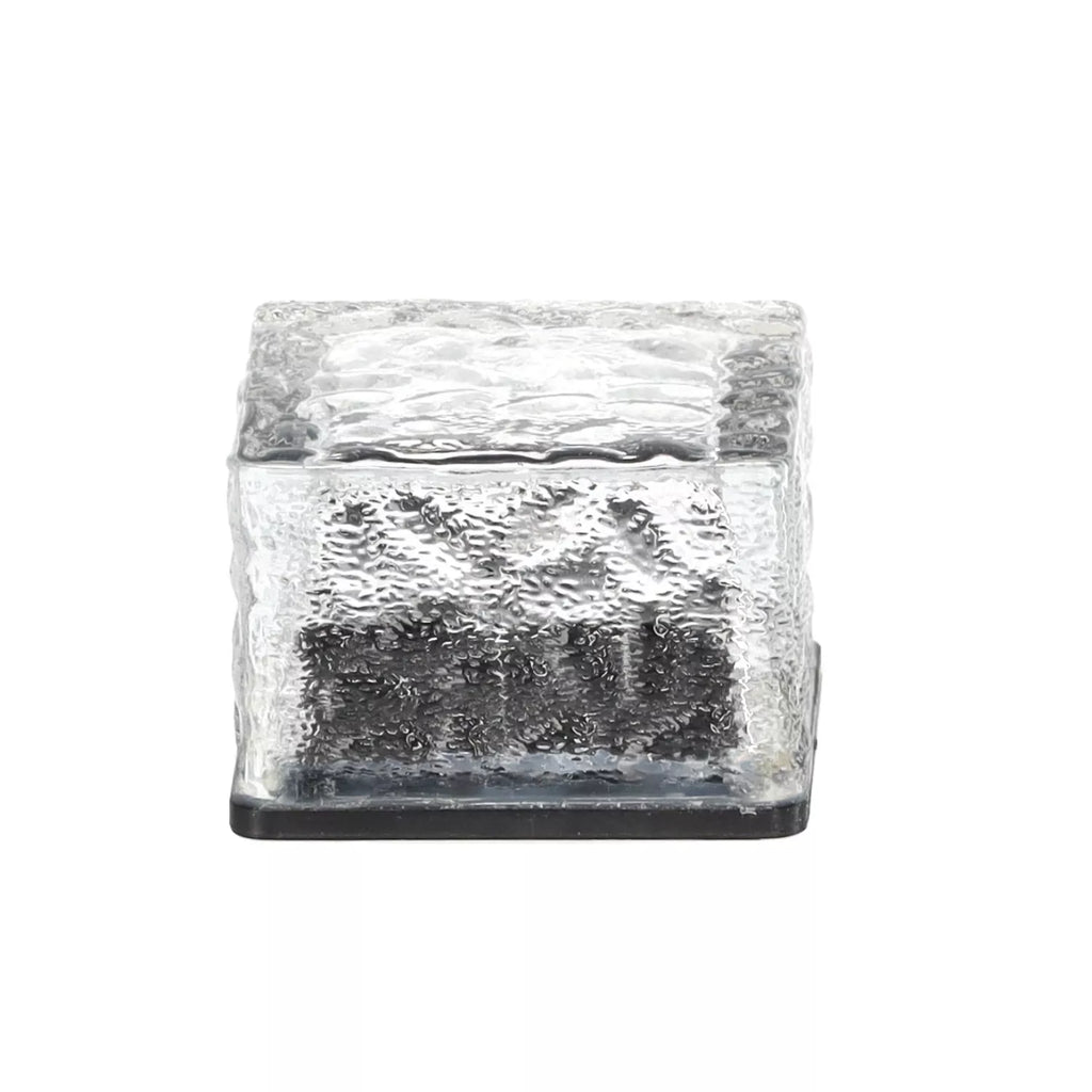 Stiklinė saulės lempa – kubas 7 × 7 × 5 cm, šaltai balta LED
