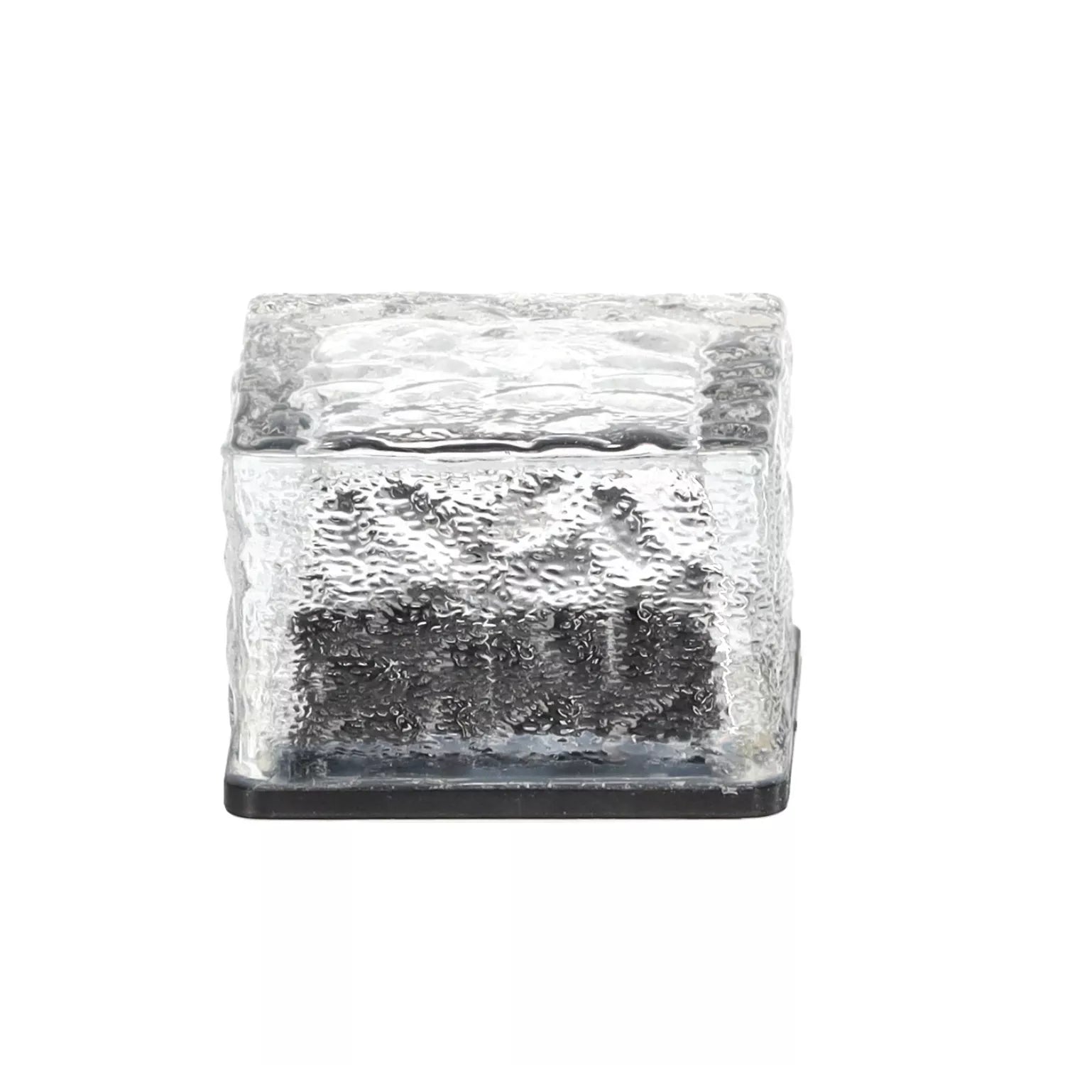 Stiklinė saulės lempa – kubas 7 × 7 × 5 cm, šaltai balta LED