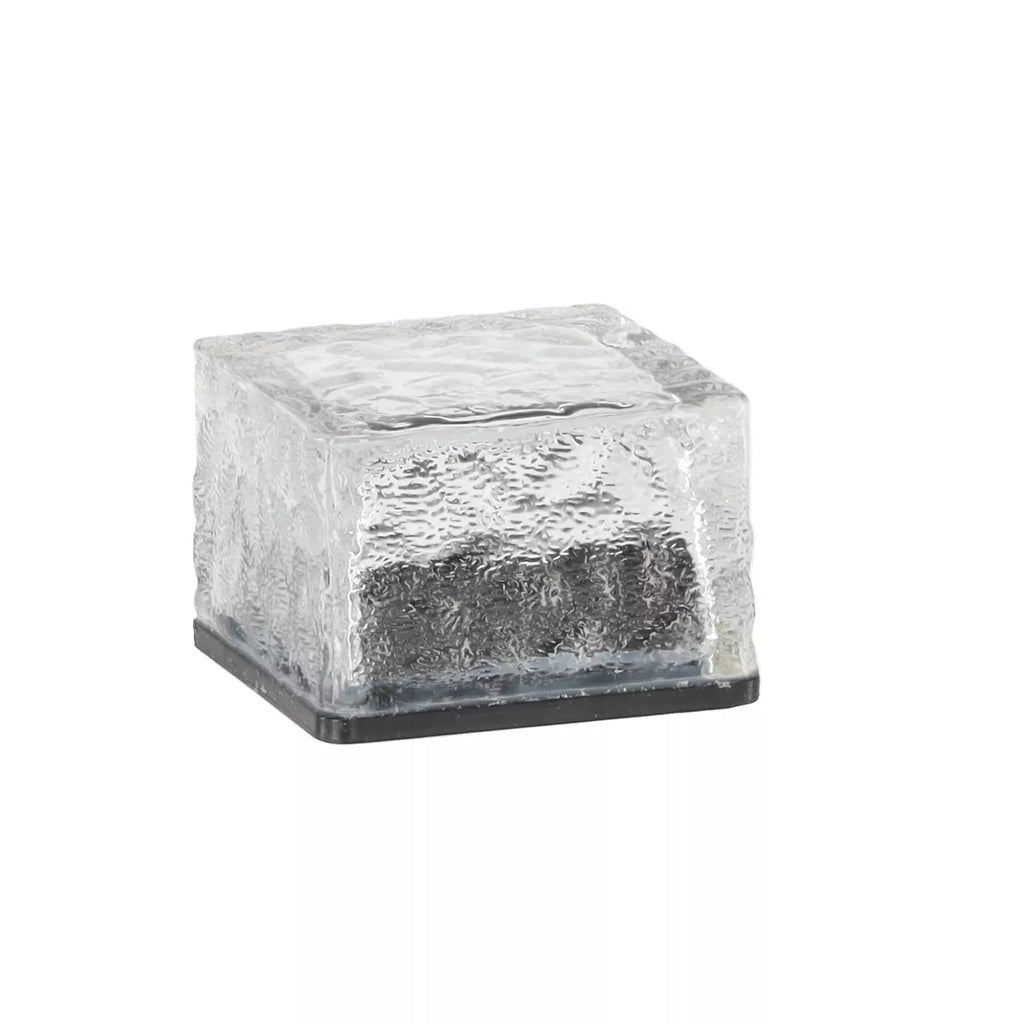 Stiklinė saulės lempa – kubas 7 × 7 × 5 cm, šaltai balta LED